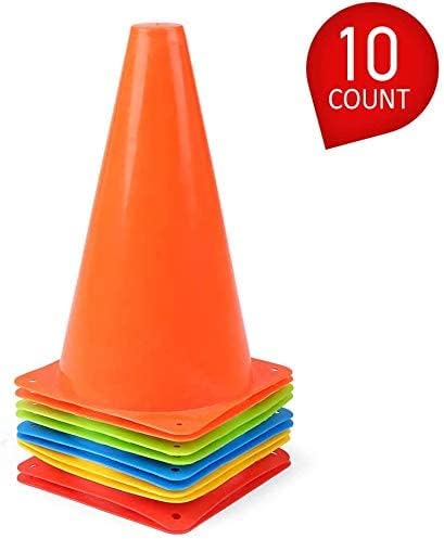 Fanryy Kid's Plastic Traffic Cones, 5 Colors - Pack of 10 (9in)