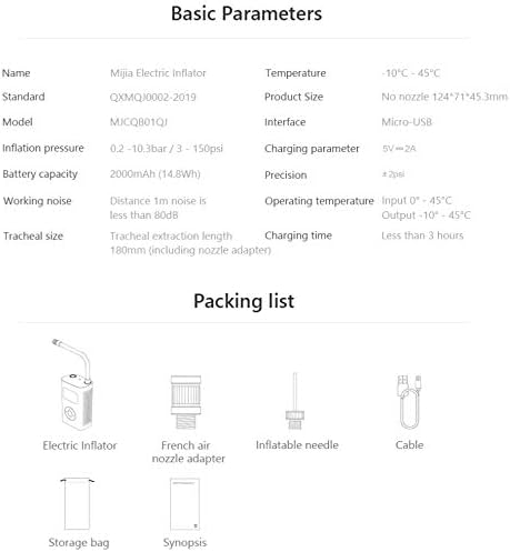 Xiaomi Electric Air Pump Mijia Rechargeable inflator 150PSI Smart Digital Tire Pressure Detection for Football Car Bike Pump
