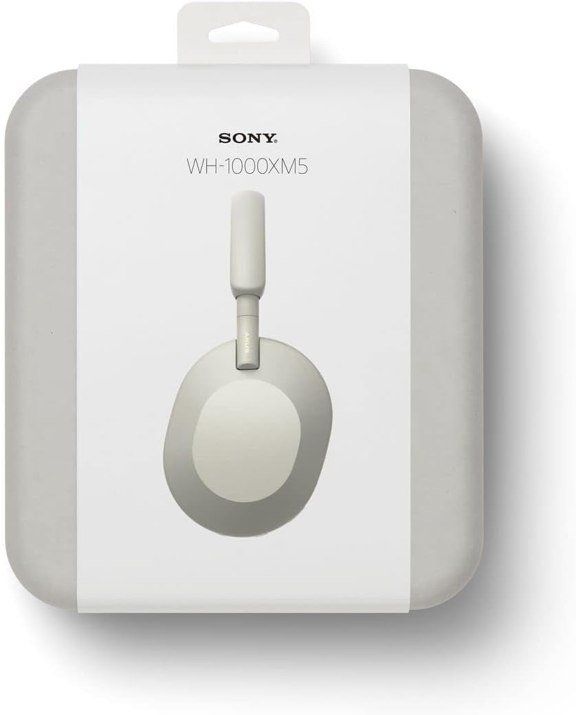 سماعات سوني WH1000XM5 SM اللاسلكية بخاصية إلغاء الضوضاء، فضية، قياسية، WH-1000XM5 SL