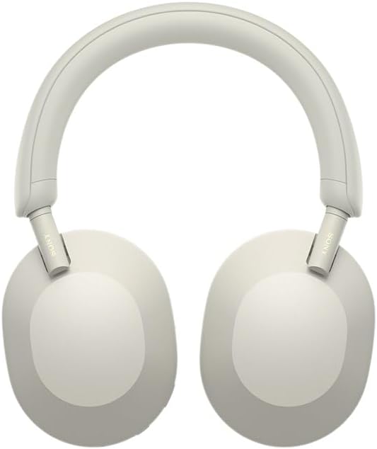 Sony WH 1000XM5 Noise Cancelling Wireless Headphones 30 hours battery life Over ear style Optimised for Alexa and the Google Assistant with built in mic for phone calls Silver, One Size