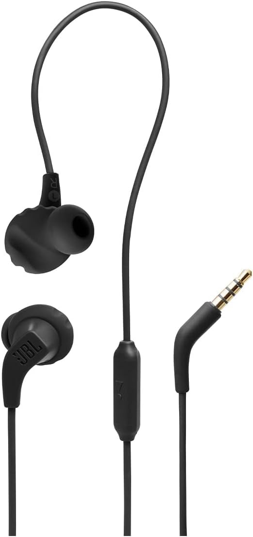 سماعة JBL Endurance Run 2 السلكية - سماعات أذن رياضية سلكية مقاومة للماء، صوت جهير نقي، مكالمات بدون استخدام اليدين، متينة ولا تتساقط. (أسود)
