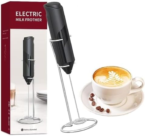 ECVV Milk Frother Handheld, Battery Powered Drink Mixer for Matcha Coffee, Electric Portable Whisk Drink Mixer Mini Foam Maker for Hot Chocolate Frappe Latte |with stand|
