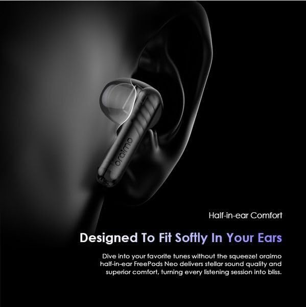 Oraimo FreePods Neo OTW-330S True Wireless Earbuds | 50H Battery, 6 Mics for Clear Calls, Bluetooth 5.3, IPX4 Waterproof, Deep Bass, Touch Controls (Mysterious Blue)