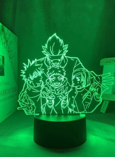 مصباح ليلي ثلاثي الأبعاد Anime Illusion LED ديكور أنيمي مصباح Satoru Gojo Team Light Jujutsu Kaisen LED ضوء ليلي لهدية عيد ميلاد Jujutsu Kaisen Group Satoru Gojo Lamp