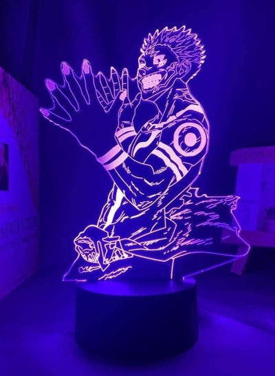 متعدد الألوان 3D أنيمي الوهم مصباح Ryomen SuKuna ضوء Jujutsu Kaise LED ضوء الليل لعيد ميلاد Jujutsu Kaise ضوء الليل Ryomen Sukuna التحكم عن بعد التحكم عن بعد