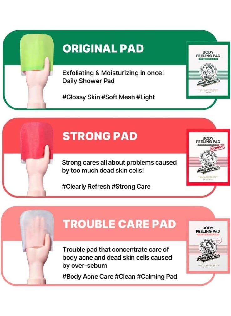 Mom's Bath Recipe Body Peeling Pad Original, All in One Bubble Body Wash & Scrub Gloves with Honey