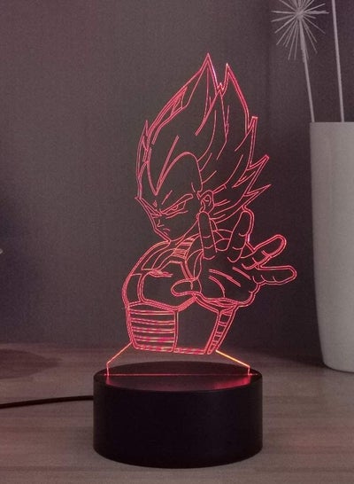 Dragon Ball Vegeta 3D LED Night Light Desk Lamp, Son Goku 7 Colors Child Room Bedroom Night Lamp Decoration Light, Smart Touch Remote Kids Table Lamp, Boys Birthday Holiday Light (Vegeta)