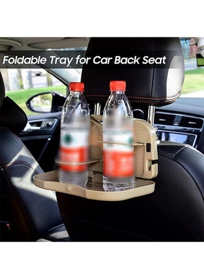 2 Pieces Back Seat Car Organizer with Tray Table Back Seat Mounted Dining Table Foldable Back Seat Tray Multi-functional with Water Cup Bottle Beverage Stand
