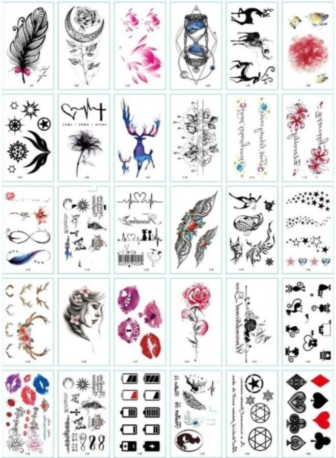 30 Sheets DIY Temporary Tattoo Fashion Designs for Body