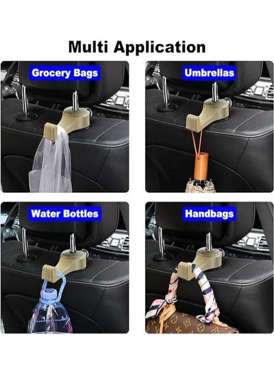 2 Pieces 2 in 1 Car Seat Hooks with Phone Holder, Universal Multi-Functional Vehicle Back Seat Hooks Cell Phone Holder Hook for Bag, Cloth Purse, Groceries