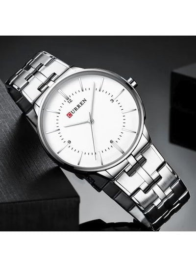 8321 Men's Silver Chain White Round Analog Dial Men's Watch