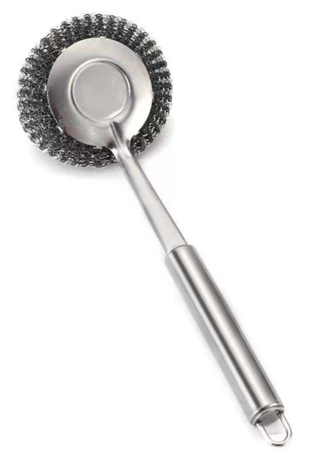 Stainless Steel Scourer Scrub Brush With Metal Handle For Pots Pans Grills BBQ Cleaning Brush For Grilling Dirt Remova Cleaning Brush