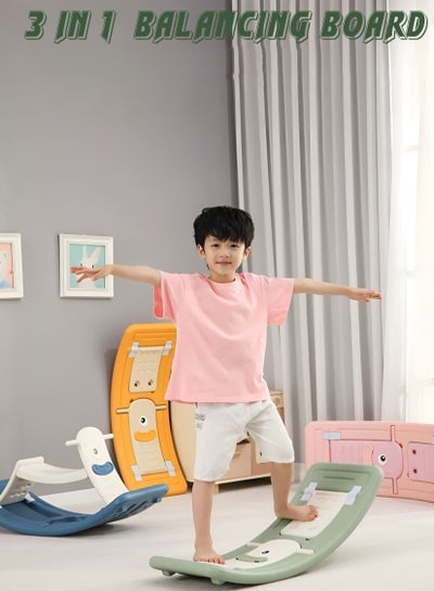 Kids Balance Board Multifunction Curvy Balancing Board for Boys and Girls Indoor and Outdoor Open Ended Learning Toy 3 in 1