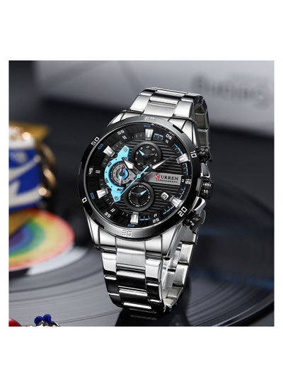 8402 Men's Watch Water Resistant Stainless Steel Fashion Quartz Business Wrist Watch - Silver