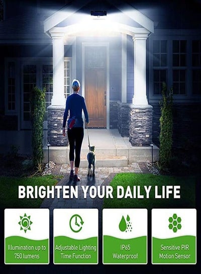 52 Led Sensor Outdoor Night Wall Lamp Black