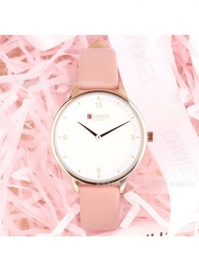 Curren 9039L Girls' Leather Analog Watch - 30 mm - Pink