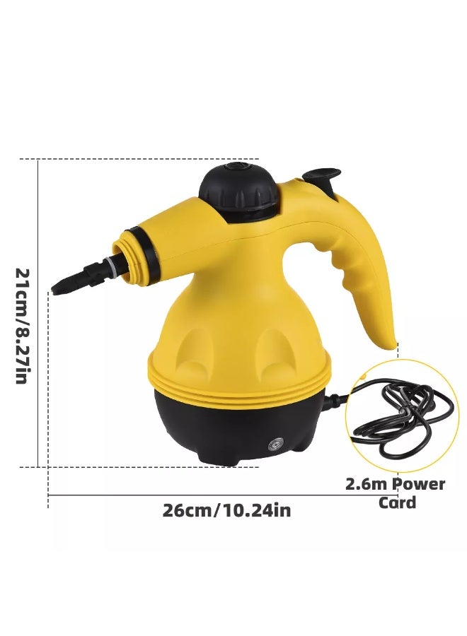 Portable Handheld Steam Cleaner 1000W Multifunctional High Temperature Pressurized Steam Cleaning Machine with 9PCS Accessory for Kitchen Sofa Bathroom Car Window,2 Nylon and 1 Copper Brush