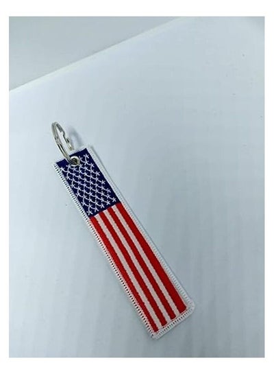 USA Flag Keychain Tag with Key Ring, EDC for Motorcycles, Scooters, Cars and Gifts Flag Key Chain, 100% Embroidered