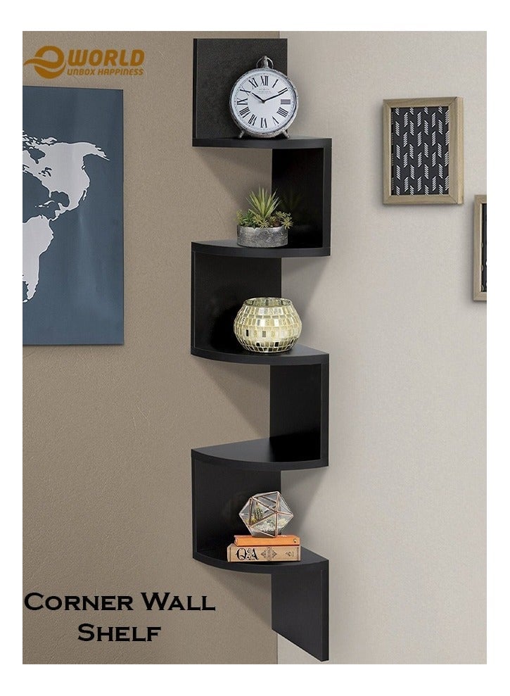 Eworld 5 Tier Floating Wall Mount Corner Shelve For Bedroom and Living Room