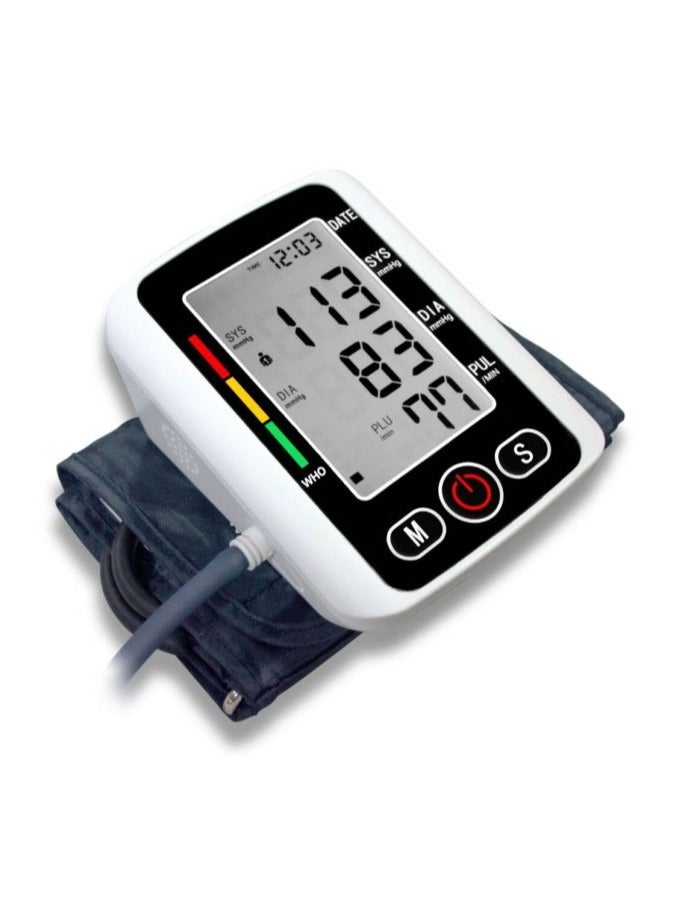 Digital Upper Arm Blood Pressure Monitor, Professional Heartbeat Tonometer with Adjustable Cuff, Accurate Readings, IHB Detection and Memory for 2 Users (99 Sets), Portable Health Care Device for Home Use