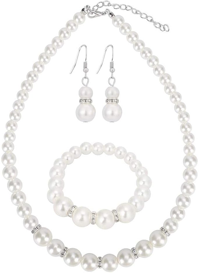 Set Pearl Jewelry Dainty Chunky Pearl Choker Necklace for Girls Wedding Jewelry for Prom Bride Birthday Gifts