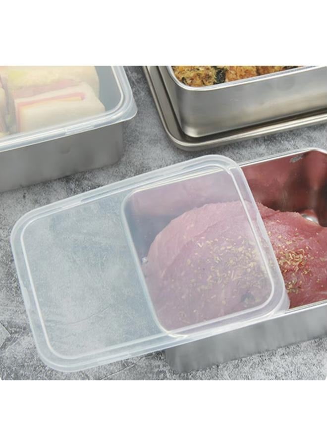 Thickened Stainless Steel Fresh-keeping Food Container with lid Food Grade Refrigerator Storage Box Size: 13.5cm