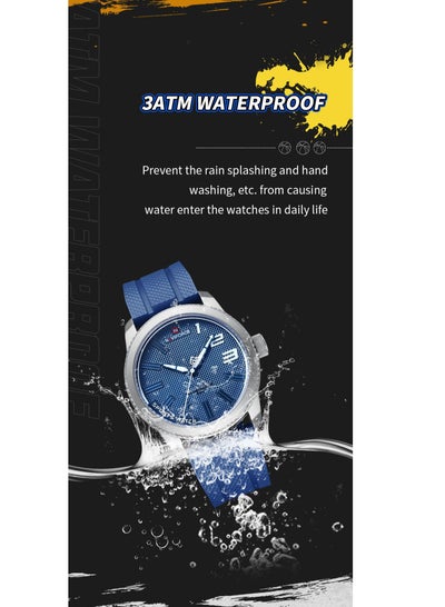 NAVIFORCE NF9202T سيليكون باند ساعة رياضية مقاومة للماء للرجال ساعة يد كوارتز عادية تصميم مقاوم للصدمات ساعة رجالية Relogio Masculino