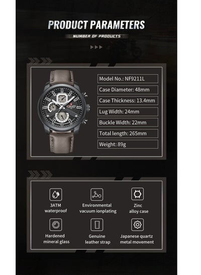 NAVIFORCE NF9211L الرجال الساعات حلقة من جلد التقويم ساعة كوارتز العسكرية مقاوم للماء الرياضة الترفيه ساعة الرجال هدية Reloj Hombre