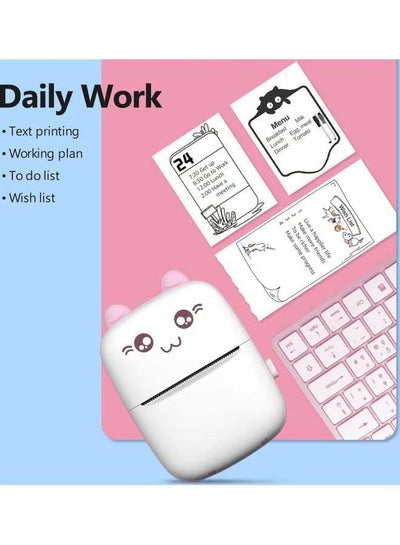 Mini Printer, Pocket Printer, Wireless Bluetooth Mobile Printer, Thermal Printer for Picture Photo Label Memo, Paper Printer with USB Cable for Study/Android/iOS Smartphone - Pink
