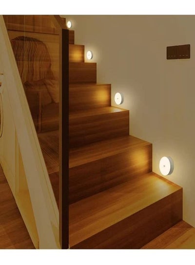 6 Pieces Motion Sensor Night Light Indoor Rechargeable Small Led Closet Light Warm and White Wireless Activated Sensored Smart Cabinet Lights Battery Operated for Hallway Stairs Bedroom
