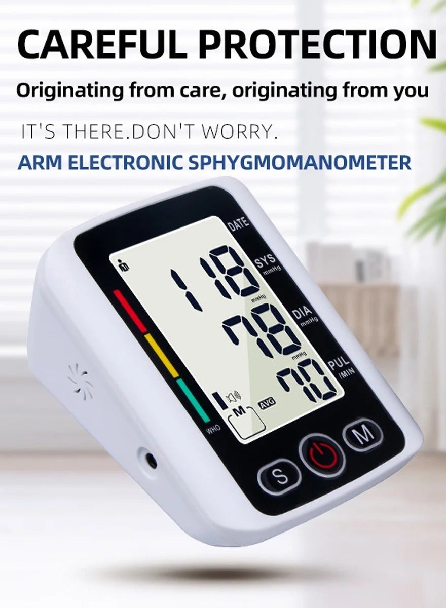 Digital Upper Arm Blood Pressure Monitor, Professional Heartbeat Tonometer with Adjustable Cuff, Accurate Readings, IHB Detection and Memory for 2 Users (99 Sets), Portable Health Care Device for Home Use