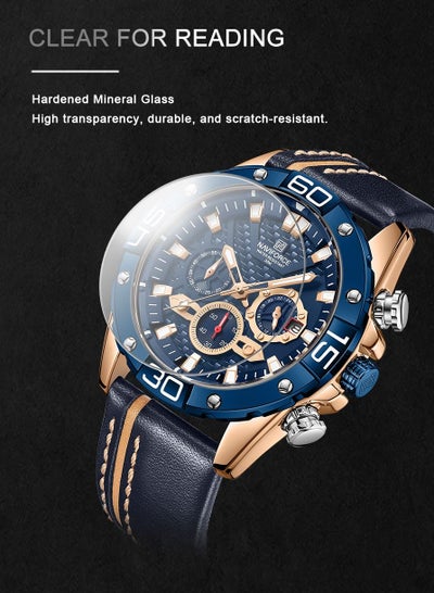 NAVIFORCE men's fashion quartz watch chronograph leather watch men's wrist sports NF8019L 30m waterproof reloj