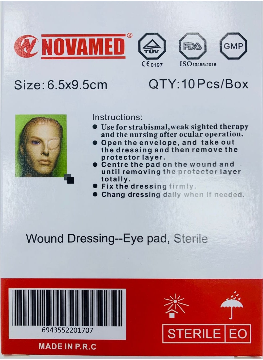Novamed Adult Eye Pad Sterile 6.5X9.5