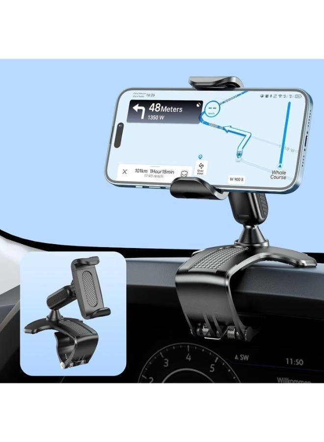 Multifunctional Car Dashboard Mobile Phone Holder, 360 Degree Rotation Universal Dash Clip Cellphone Mount for 4.0-6.2 inch Smartphones