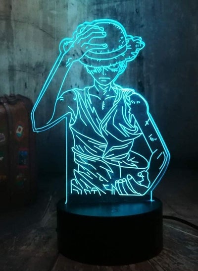Multicolour 3D Anime Night Light Of 16 Colors With Remote Control Desk Lights Illusion LED Nightlights One Piece Luffy Hat 16 Color Changing Lampara For Xmas Gift
