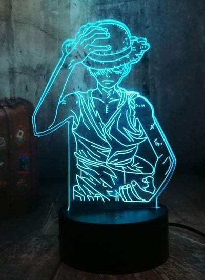 Multicolour 3D Anime Night Light Of 16 Colors With Remote Control Desk Lights Illusion LED Nightlights One Piece Luffy Hat 16 Color Changing Lampara For Xmas Gift