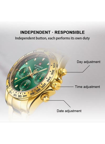 NAVIFORCE Mens/Womens Fashion Multifunction Watches Quartz Analog Stainless Steel Waterproof Watch NF9193