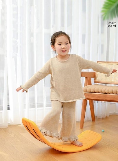 Smart Balancing Board Curvy Balance Board Home Sensory Training Indoor Fitness Smart Board Seesaw Capacity Yellow 100KG