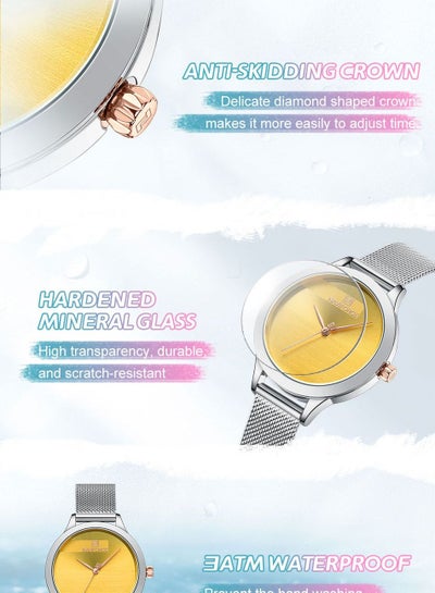 2023 New Arrival NAVIFORCE NF5027 Romantic Charming Quartz Women Watches Luxury Stainless Steel Band Yellow Dial Lady Watch reloj mujer