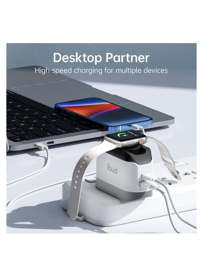 BUDI iPhone Fast Charger with Foldable Apple Watch Wireless Charging USB PD 38W Wall Charge Travel Charger for Apple Watch Block Wall Charger iPhone 13/12/Mini/12 Pro Max Phone AirPods, Apple Watch