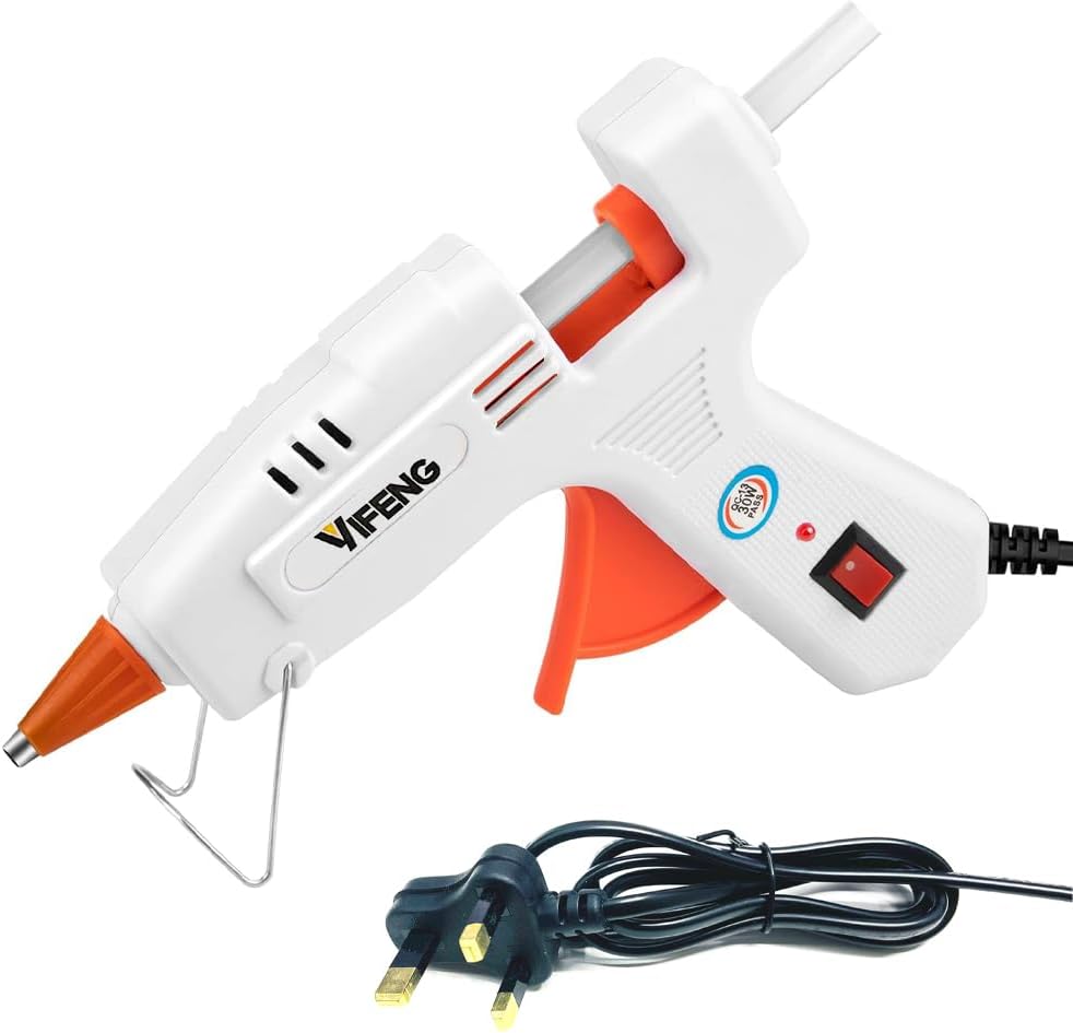 YIFENG by HEXAR® Hot Glue Gun, Mini Glue Gun with 3pin Cord, 30W Glue Gun for Glue Sticks 7-7.5 mm diameter, Glue Gun for DIY Arts, Crafts and Quick Repairs