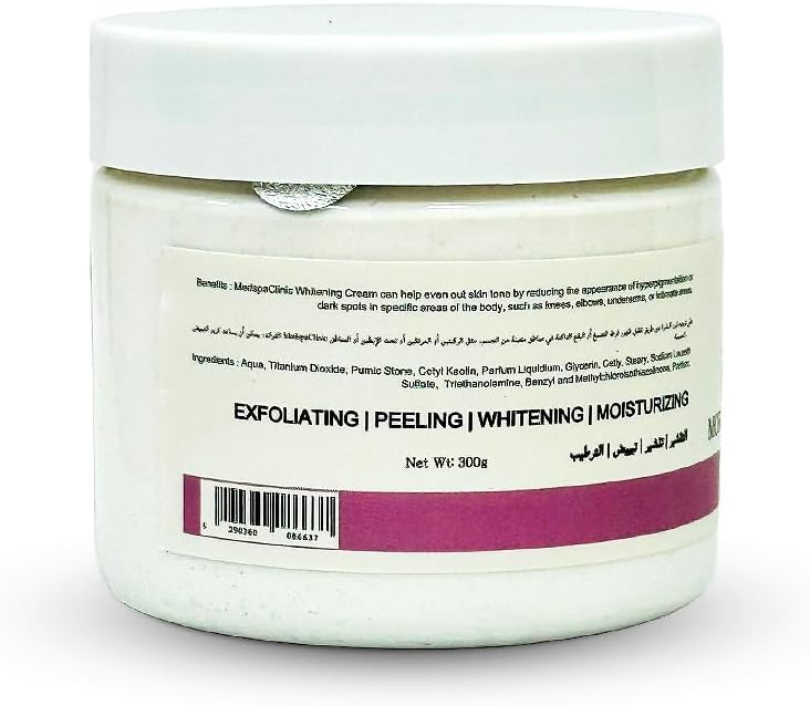 MedspaClinic Moroccan Whitening Cream 300g (Pack of2) After Bath for Face and Body, Enriched with Vitamine E and Natural Extracts, Peeling, Softner, Moisturizer, Collagen. Travel pack