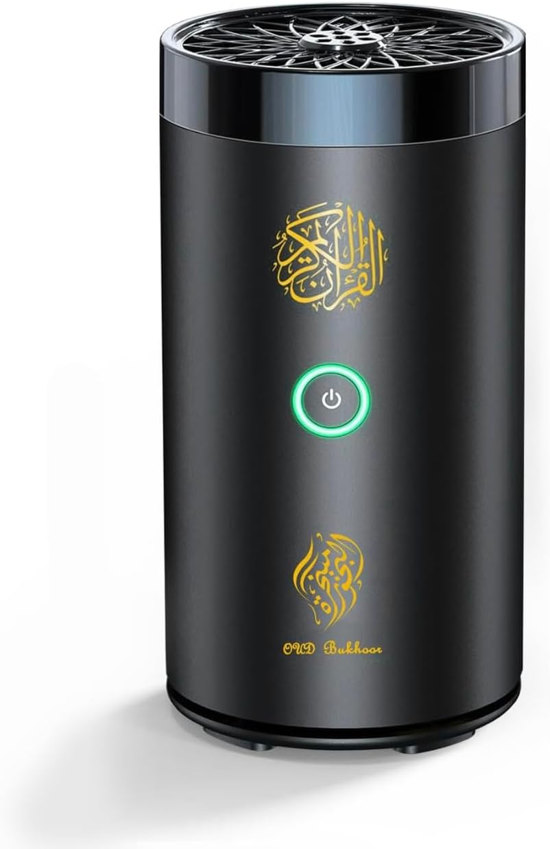 جهاز بخور للسيارة مع قرآن كريم كامل، مكبر صوت بلوتوث، مبخرة كهربائية، مبخرة بخور مناسبة للسفر، مشغل قرآن رقمي للسيارة والمنزل