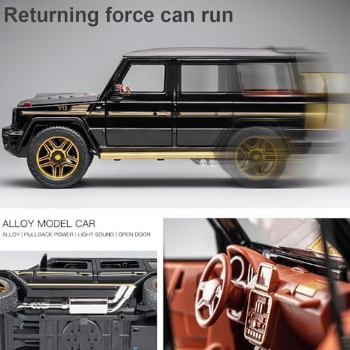 G65 Model Die-cast Pull Back Car 1:24 Zinc Alloy Children's Toy with Real Sound and Lights Christmas Gifts for Boys Collectibles with Barrier Card