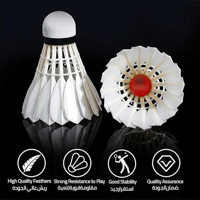 ECVV Shuttlecocks Goose Feather Badminton - Durable and Stable High Speed Shuttlecock Birdie Balls Set for Professional Training Or Family Outdoor Sports | 3 Pack |