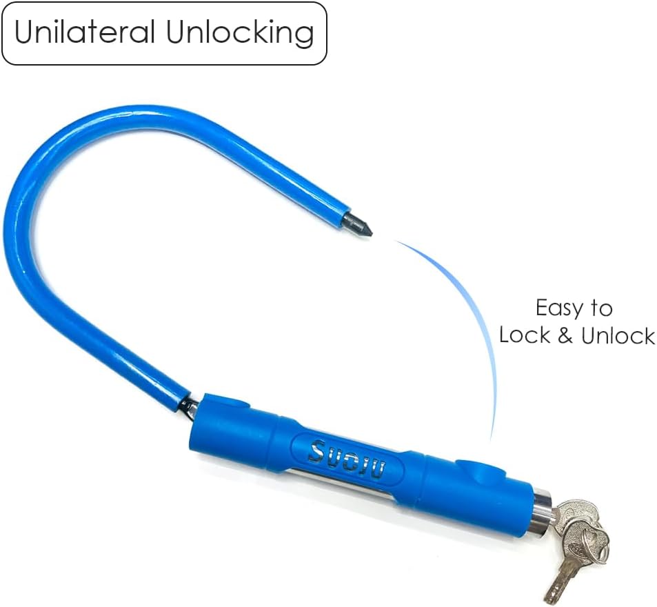HEXAR Bike U Lock with 2 keys, Scooter Tire U Shape Lock, Anti-Theft PVC Coated Bike Lock, Electric Scooter Lock Thick Steel Lock in Multiple Colors