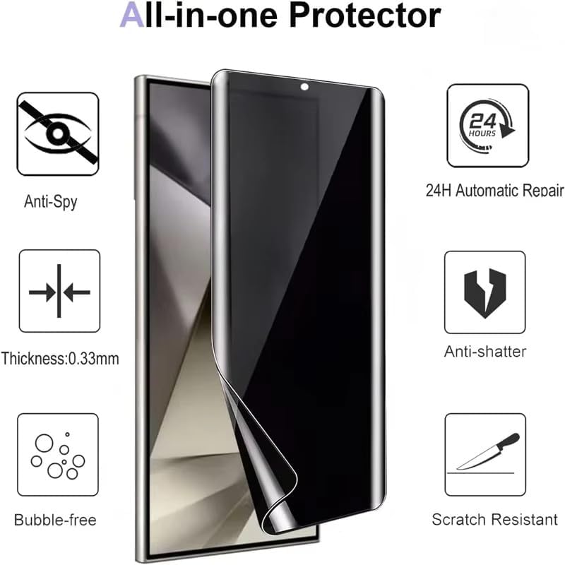 PROTECT  Samsung S25 Ultra Privacy Screen Protector,  9D Tempered Glass, Anti Scratch, Matte , Black, PSMS25U
