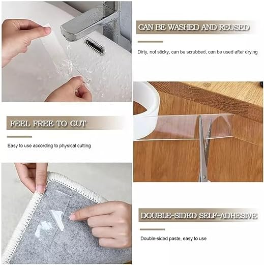 Hexar Double SidedAdhesive Tape Washable Waterproof Mounting Transparent Acrylic(3CMx5Mx2MM)