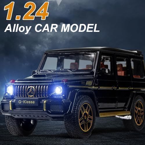 G65 Model Die-cast Pull Back Car 1:24 Zinc Alloy Children's Toy with Real Sound and Lights Christmas Gifts for Boys Collectibles with Barrier Card