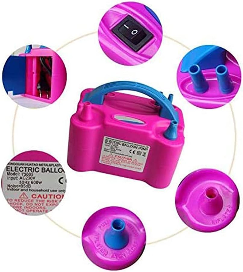 ECVV Electric Air Balloon Pump, Portable Inflator Dual Nozzle Machine Blower Buddy For Decoration Balloons Party Sport Gifts and Save Time Pink HT508